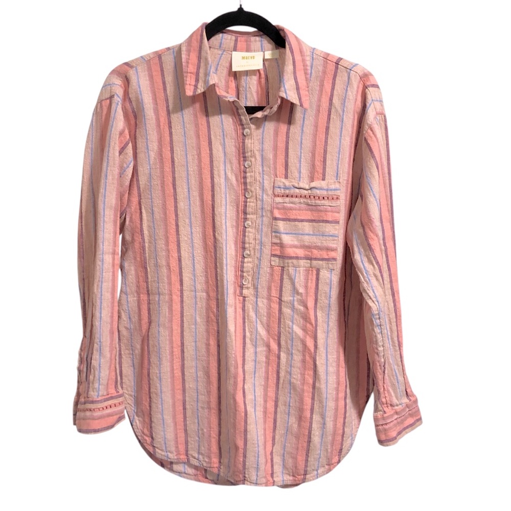 Anthropologie Maeve Striped Linen Blend Top